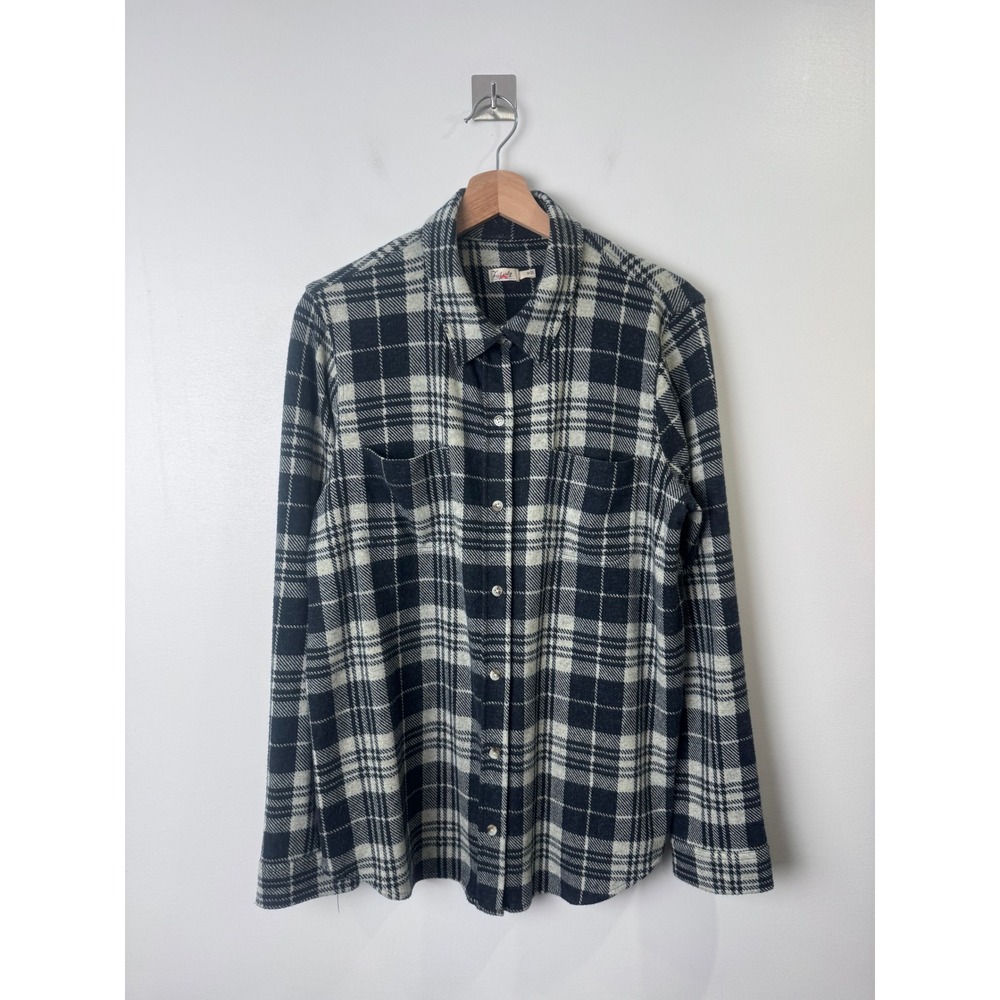 Faherty Men Navy Plaid Legend Flannel Knit Button Down Shirt Medium